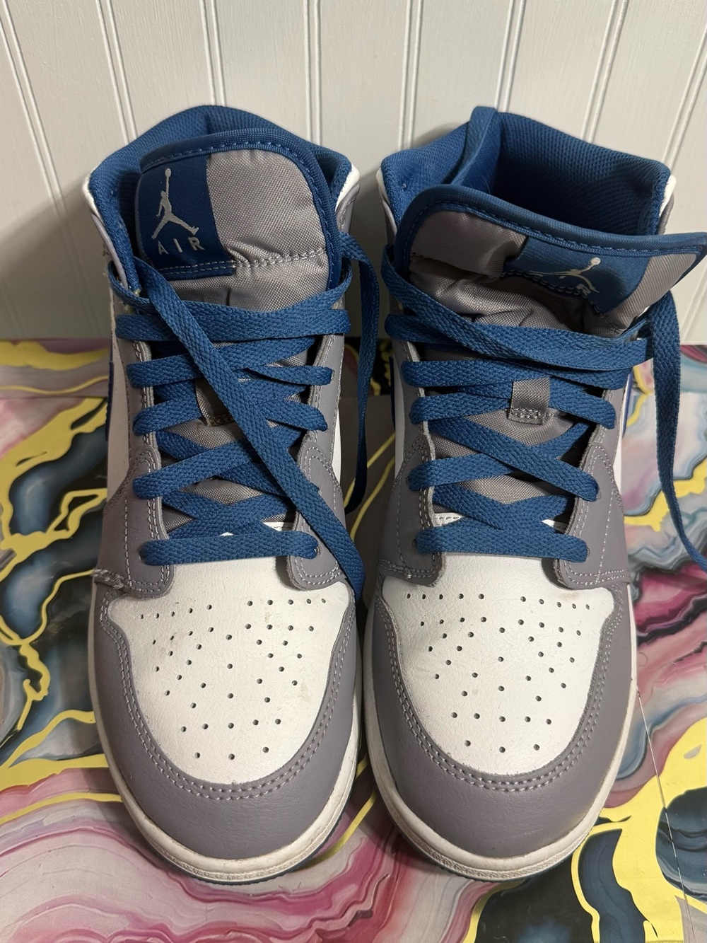 Jordan Kids High-Top Sneakers in Blue and Gray